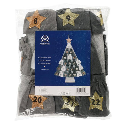 Winteria Adventskalender juletre 24 lommer 117 cm