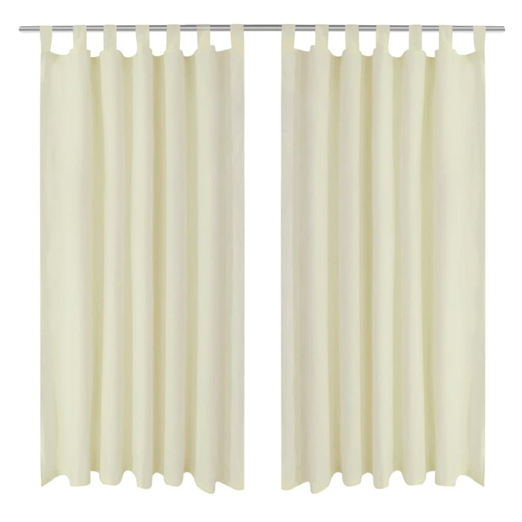 2-pack gardiner med öglor i gräddvit microsatin 140 x 175 cm