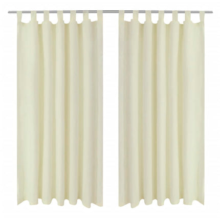 2-pack gardiner med öglor i gräddvit microsatin 140 x 225 cm