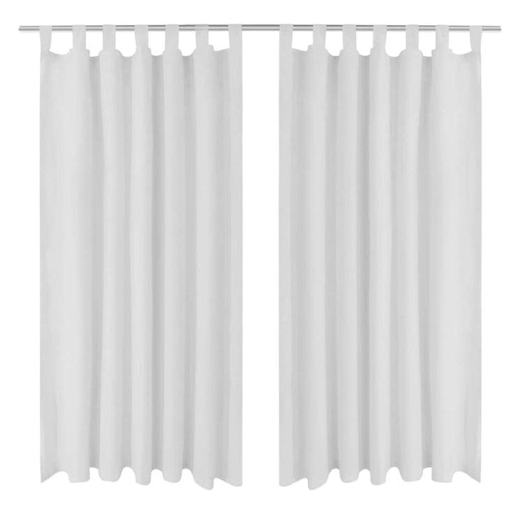 2-pack gardiner med öglor i vit microsatin 140 x 245 cm