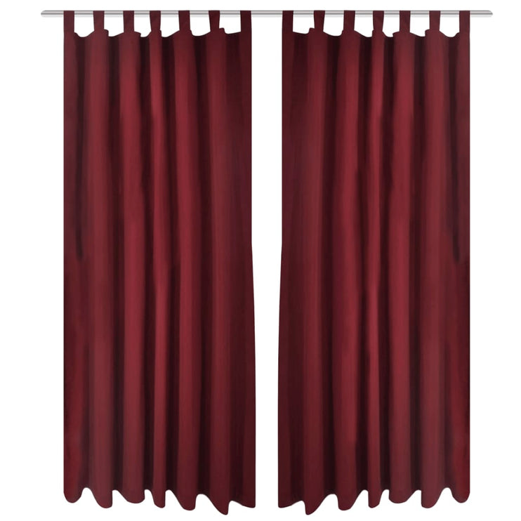 2-pack gardiner med öglor i vinröd microsatin 140 x 175 cm