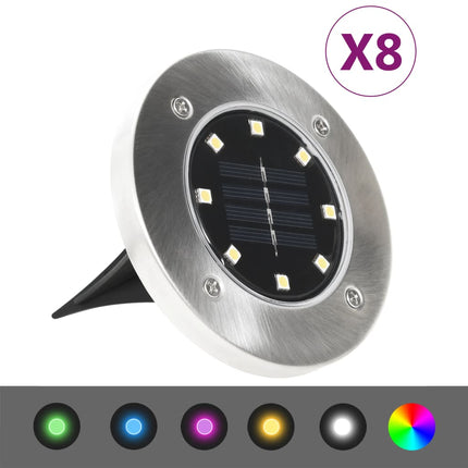 Marklampor soldrivna 8 st LED RGB-färg