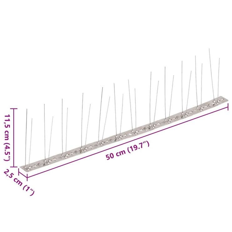 2-raders Fågelpiggar i rostfritt stål 20 st 10 m