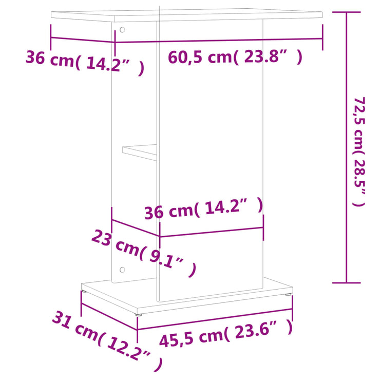 Akvariebänk betonggrå 60,5x36x72,5 cm konstruerat trä