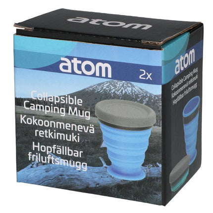 Atom silikon kopp sammenleggbar 2 pk blå og grønn