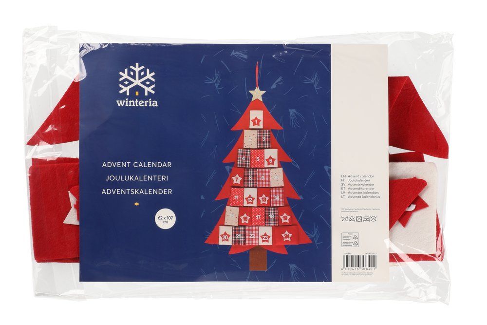 Winteria Adventskalender juletre 24 lommer 62cm