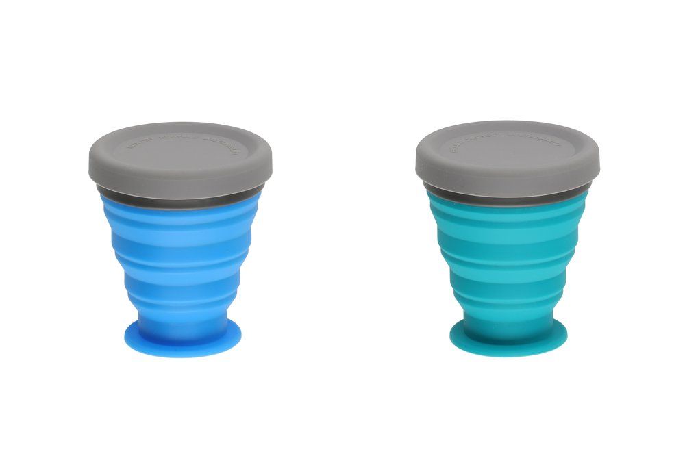 Atom silikon kopp sammenleggbar 2 pk blå og grønn