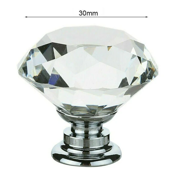 TopDesign Dørknott / knotter krystall sølv 40 mm