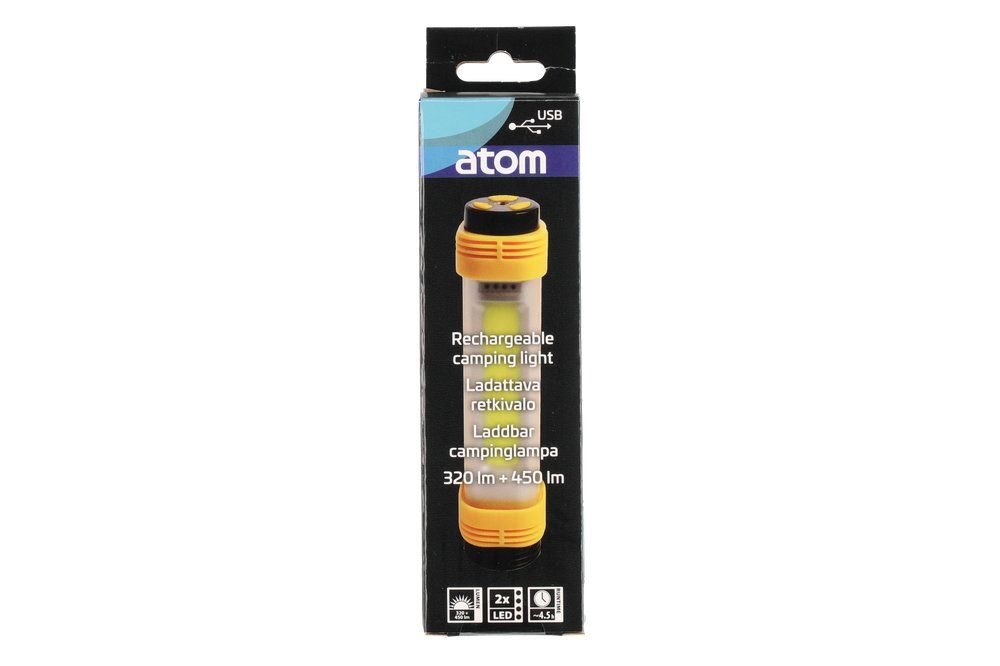 Atom Oppladbar campinglampe, rørmodell 320+450 lm