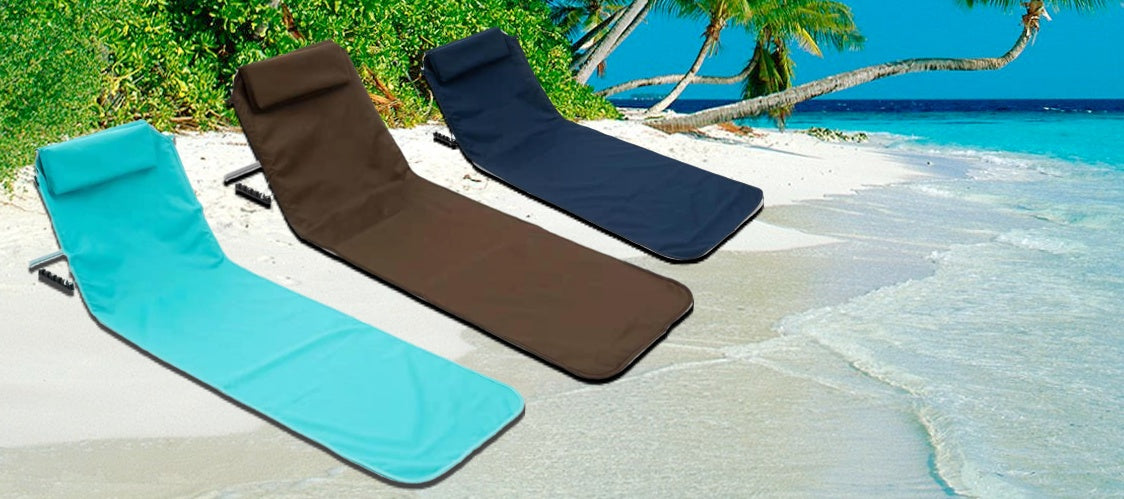 TopDesign Sammenleggbar strandmatte med ryggstøtte blue sky