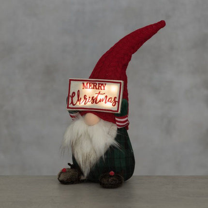 Winteria Julenisse med LED-skilt:  Merry Christmas 47 cm